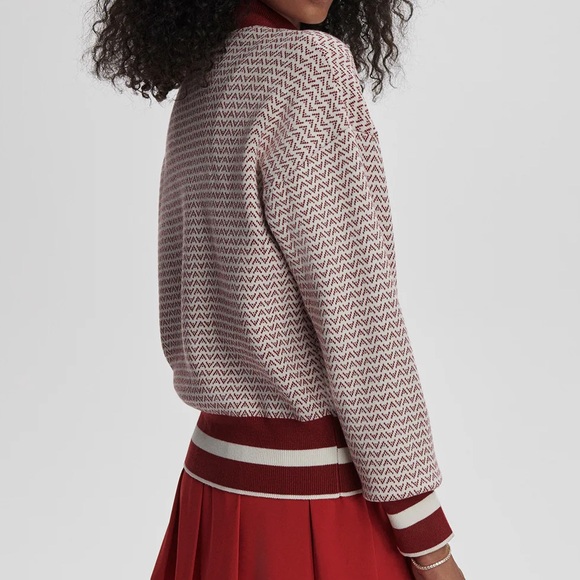 BRAND NEW Varley Red & White Walter Knit Jacket in Small - Picture 5 of 10